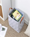 Handmade Woven Felt Two Set of Large Medium size Hamper laundry Toy Storage Basket with PU Handle